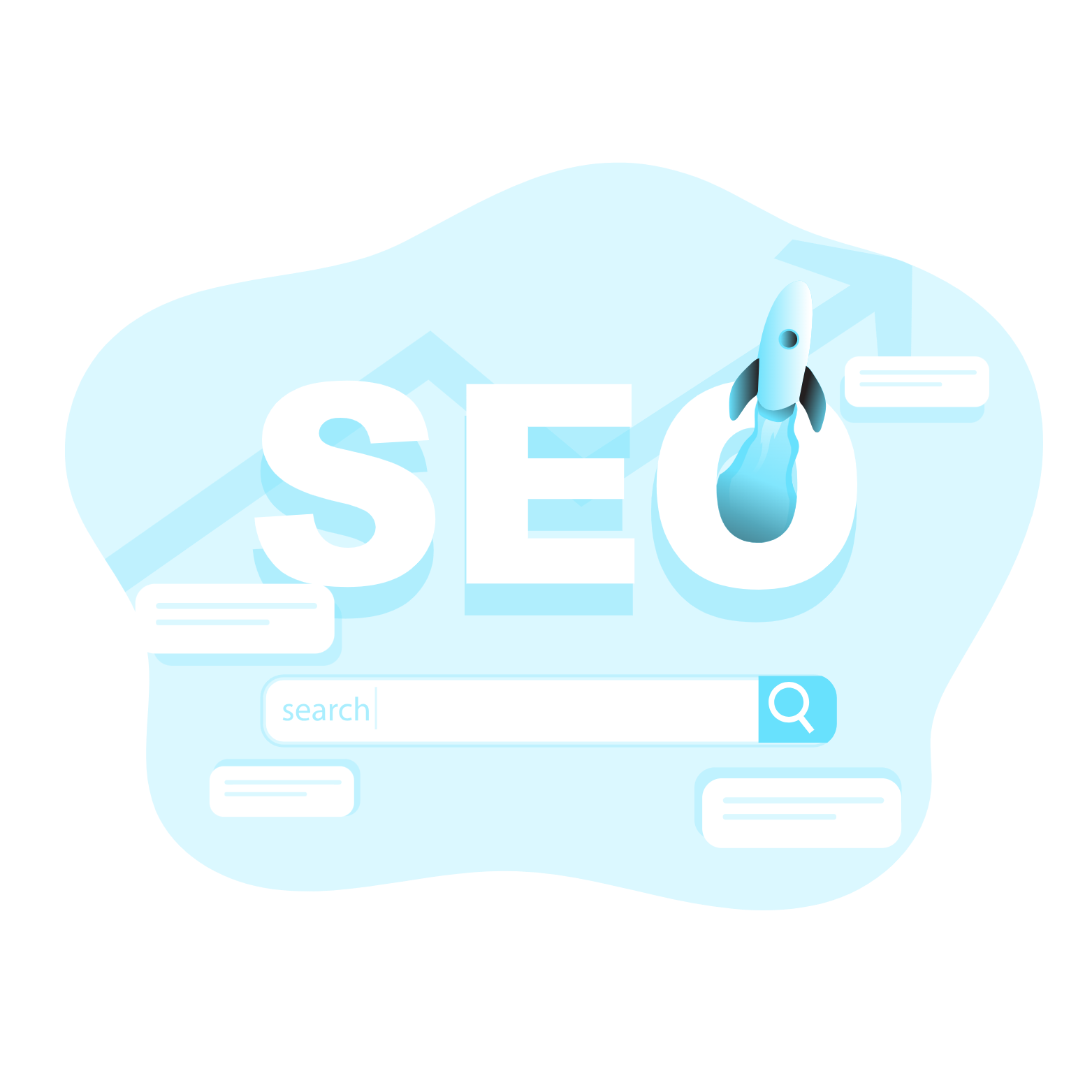 SEO字樣和搜尋欄位的組合插畫